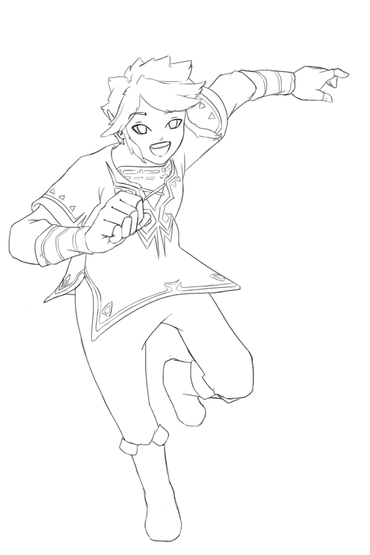 Link breath of the wild running free coloring page by maverick