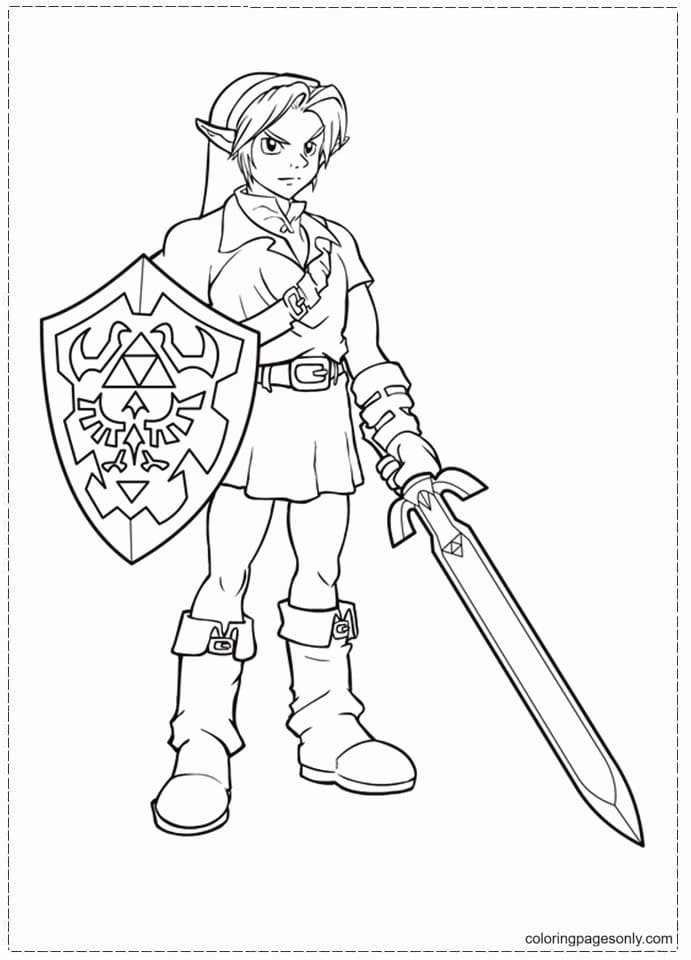 Link from zelda game coloring page