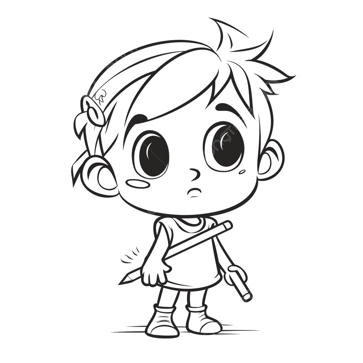 Image of cartoon cartoon girl holding a knife with coloring page outline sketch drawing vector link drawing link outline link sketch png and vector with transparent background for free download
