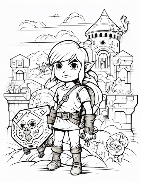 Premium ai image a coloring page of a link generative ai