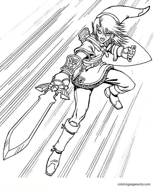 The legend of zelda link coloring page