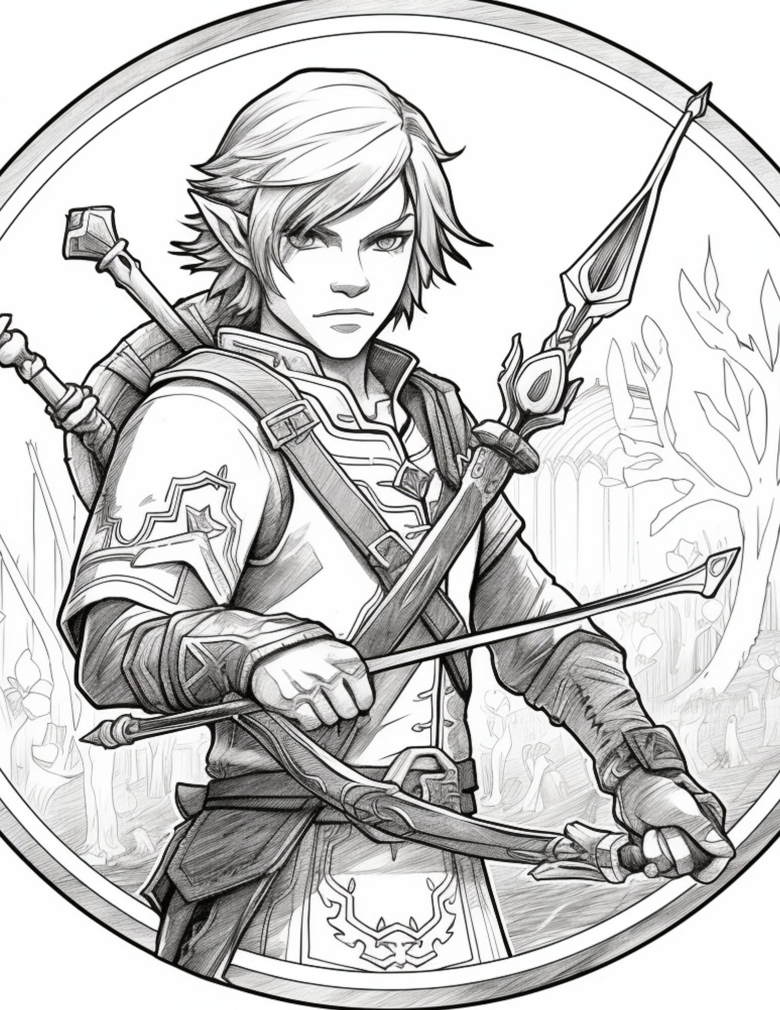 Fun past time legend of zelda coloring pages link princess zelda triforce coloring page fantasy loz gamer coloring ai art coloring book