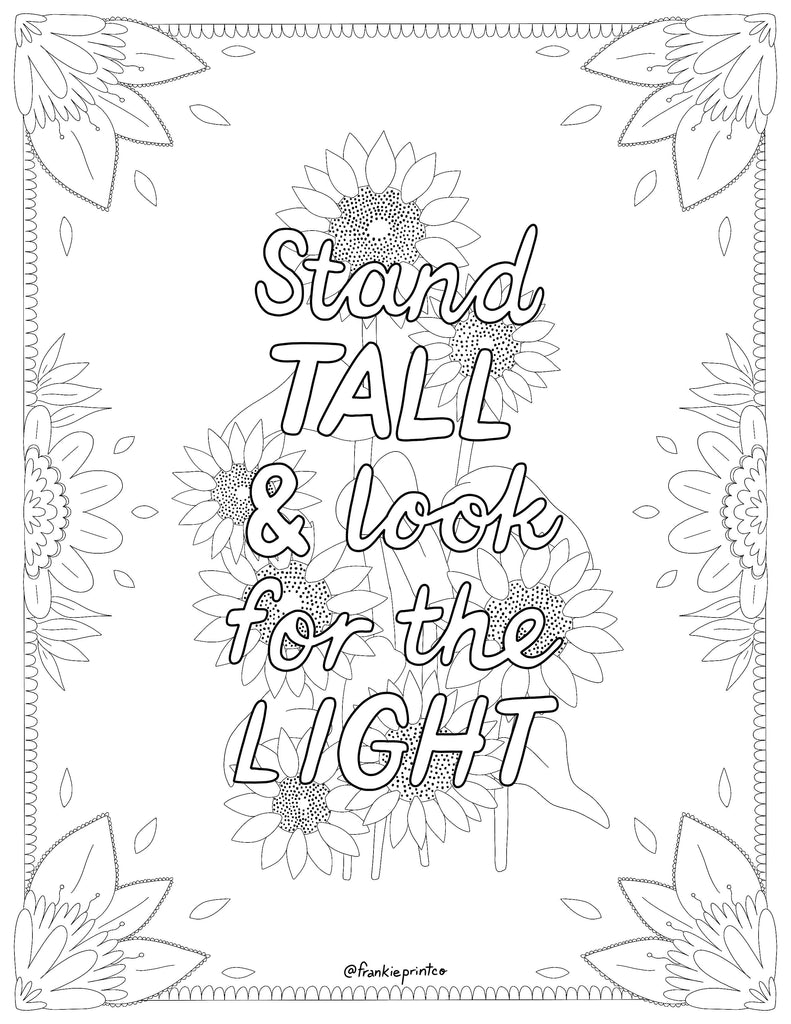 Stand tall coloring sheetâ frankie print co