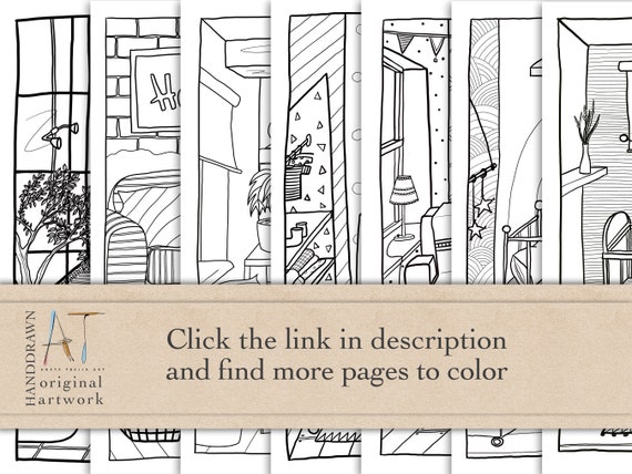 Bundle of coloring pages spring in my room interior coloring sheets pdf printable coloring pages procreate coloring pages png