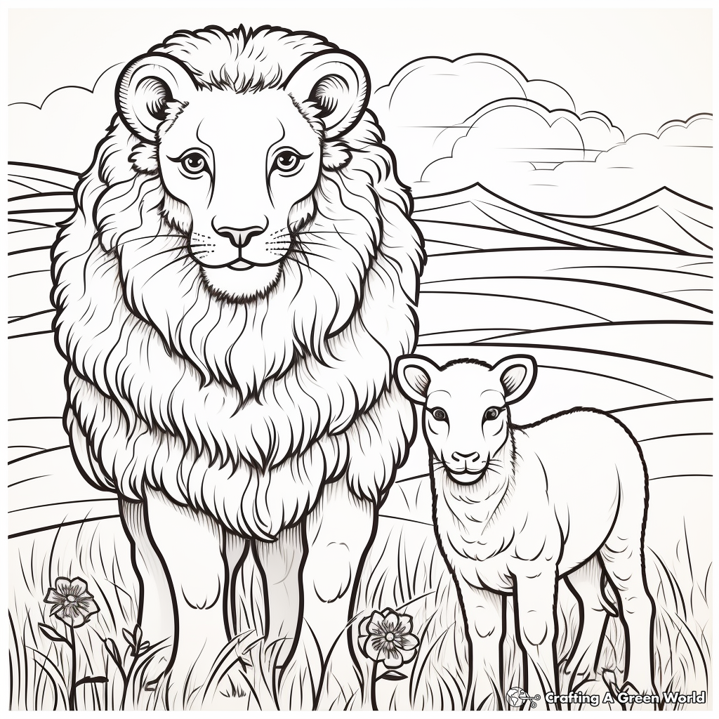 Lion and lamb coloring pages