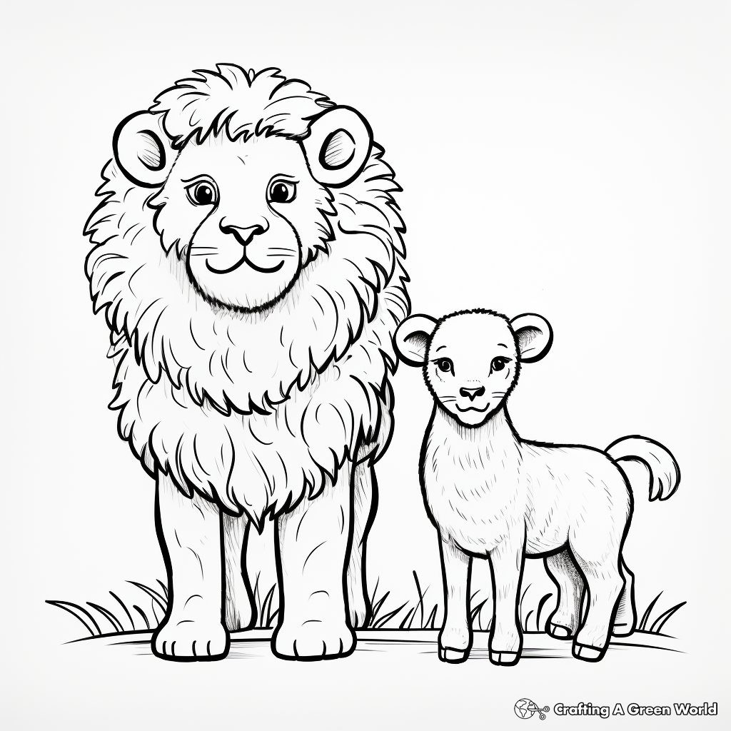 Lion and lamb coloring pages