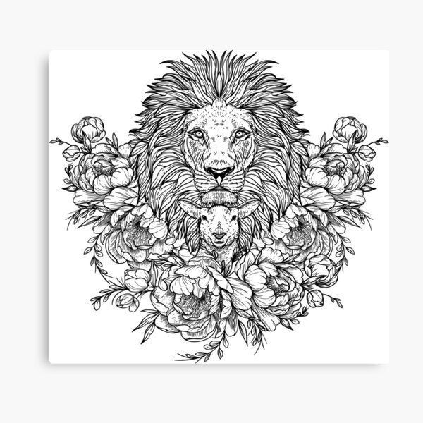 Lion and the lamb canvas print for sale by alieshabate