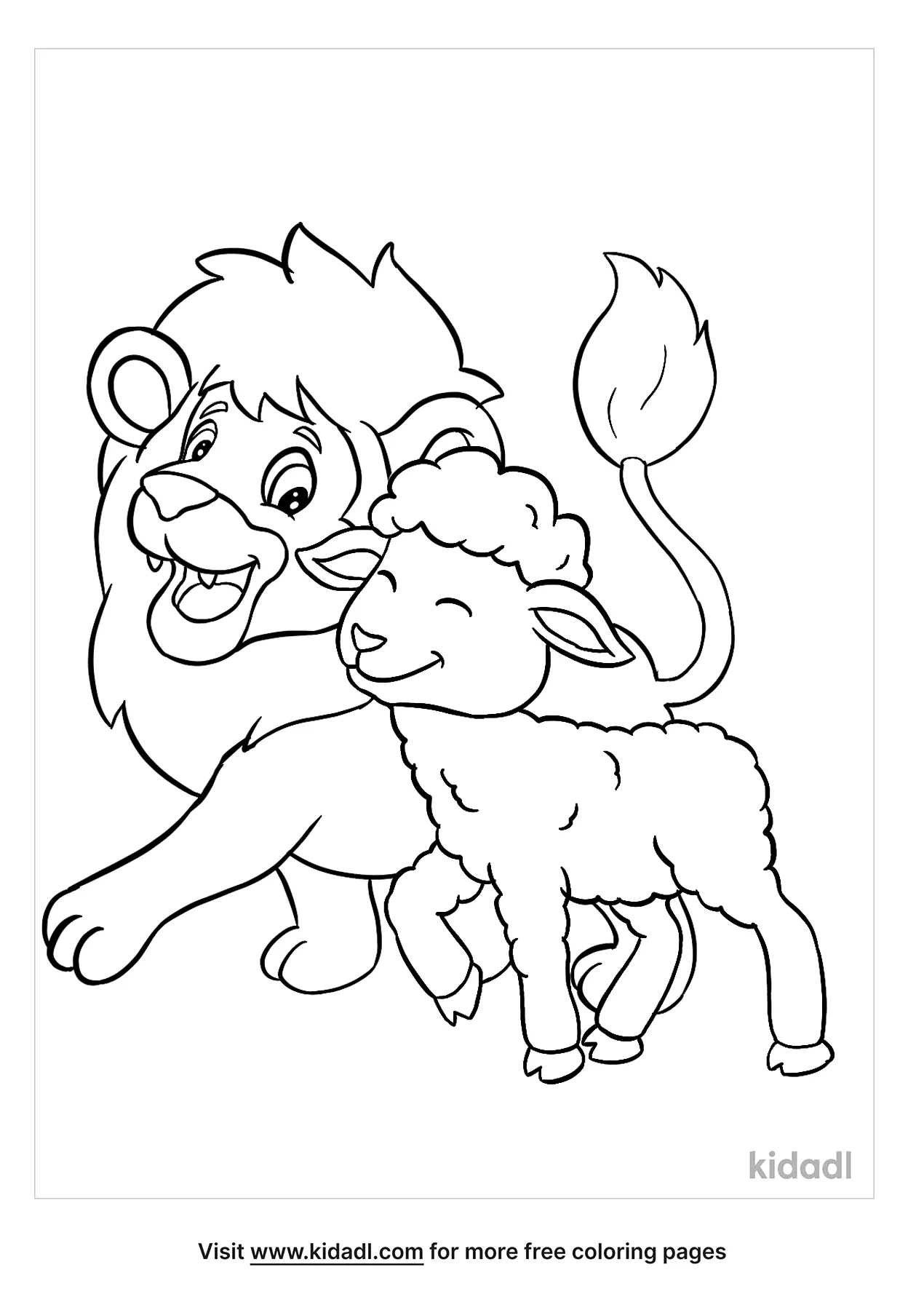 Free lion and lamb coloring page coloring page printables