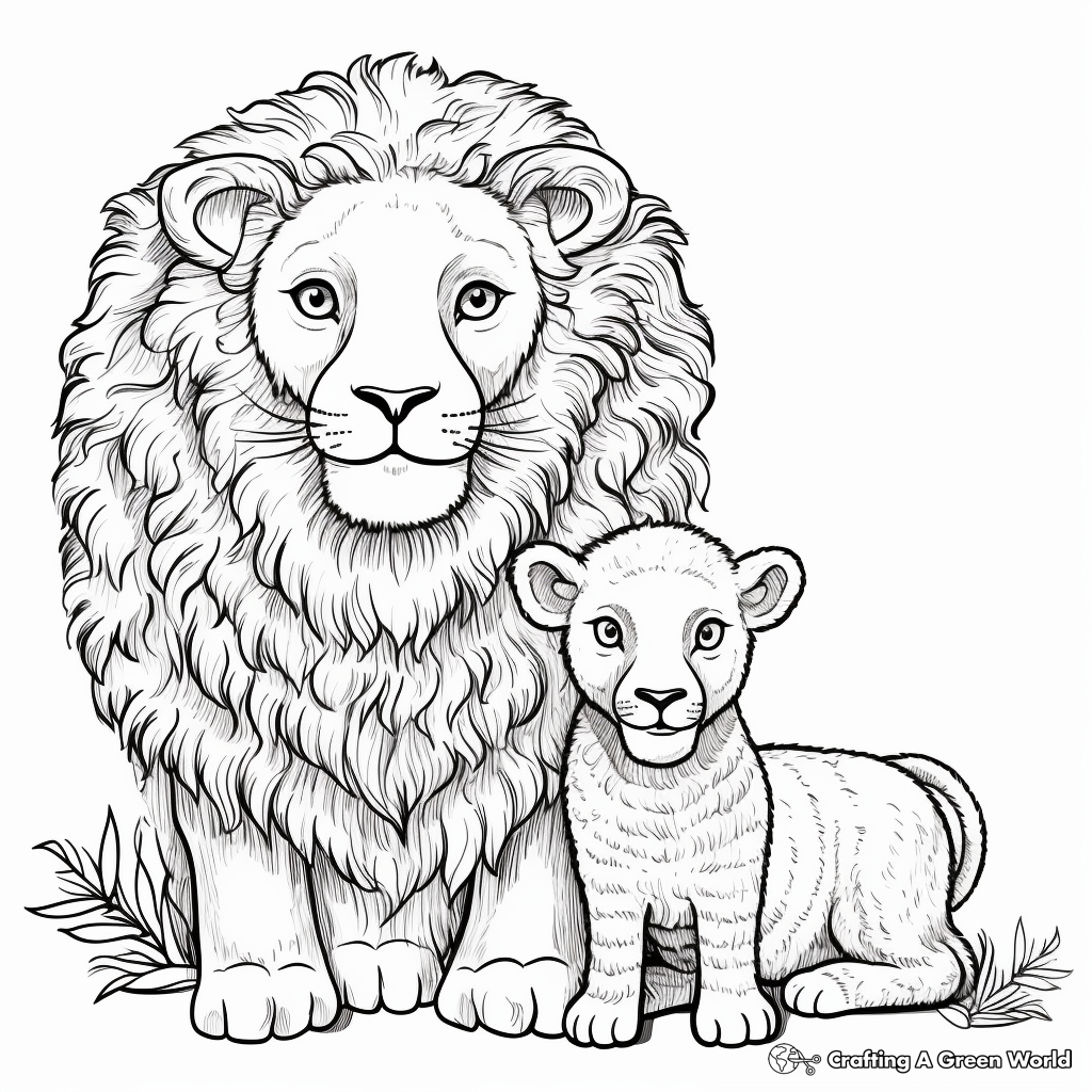 Lion and lamb coloring pages