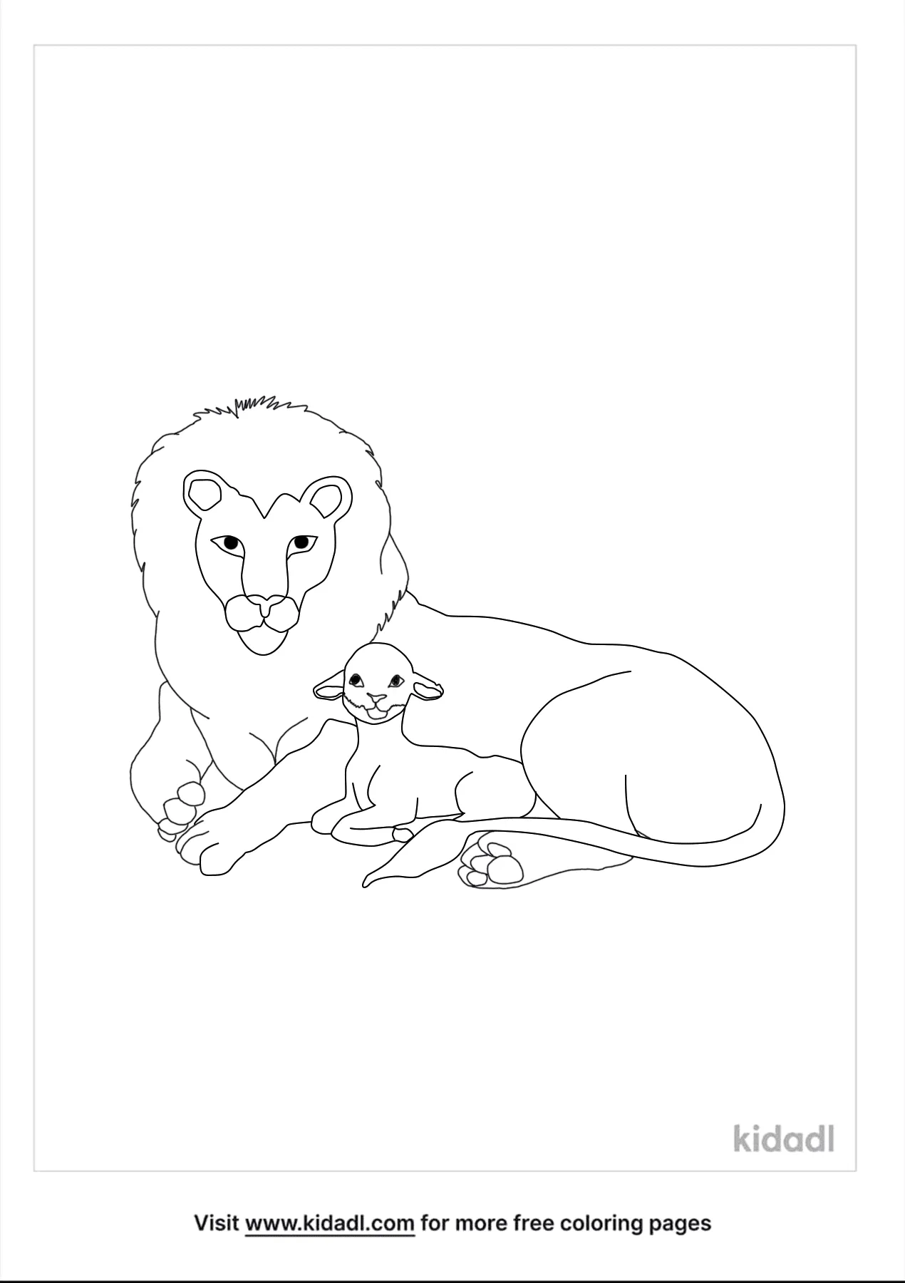 Free lion and lamb lie down together coloring page coloring page printables