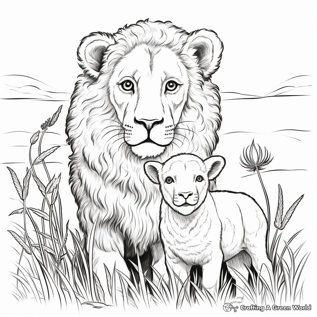 Lion and lamb coloring pages