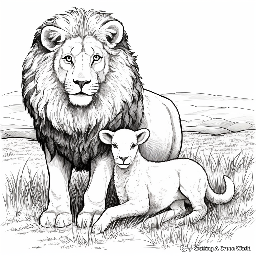 Lion and lamb coloring pages