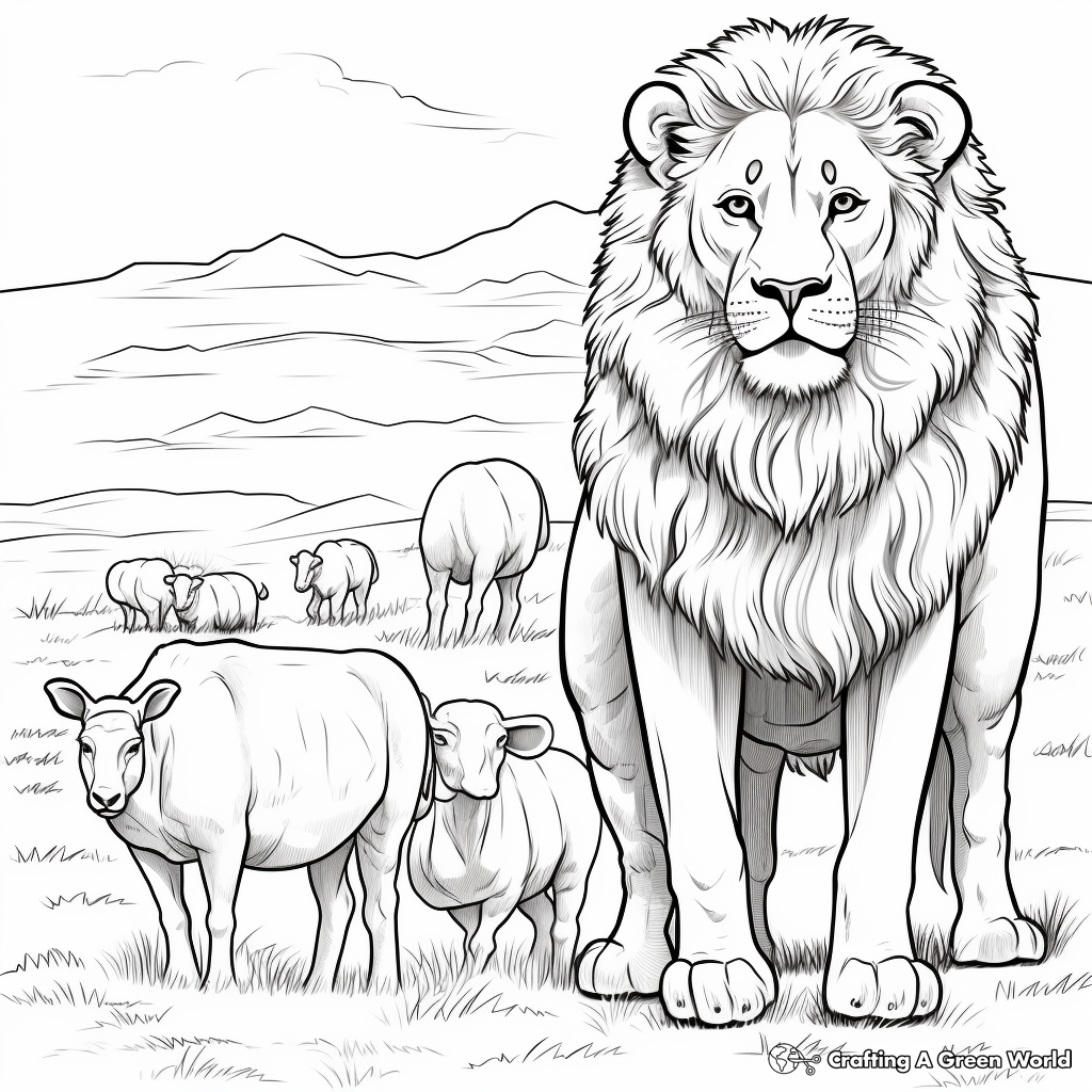 Lion and lamb coloring pages