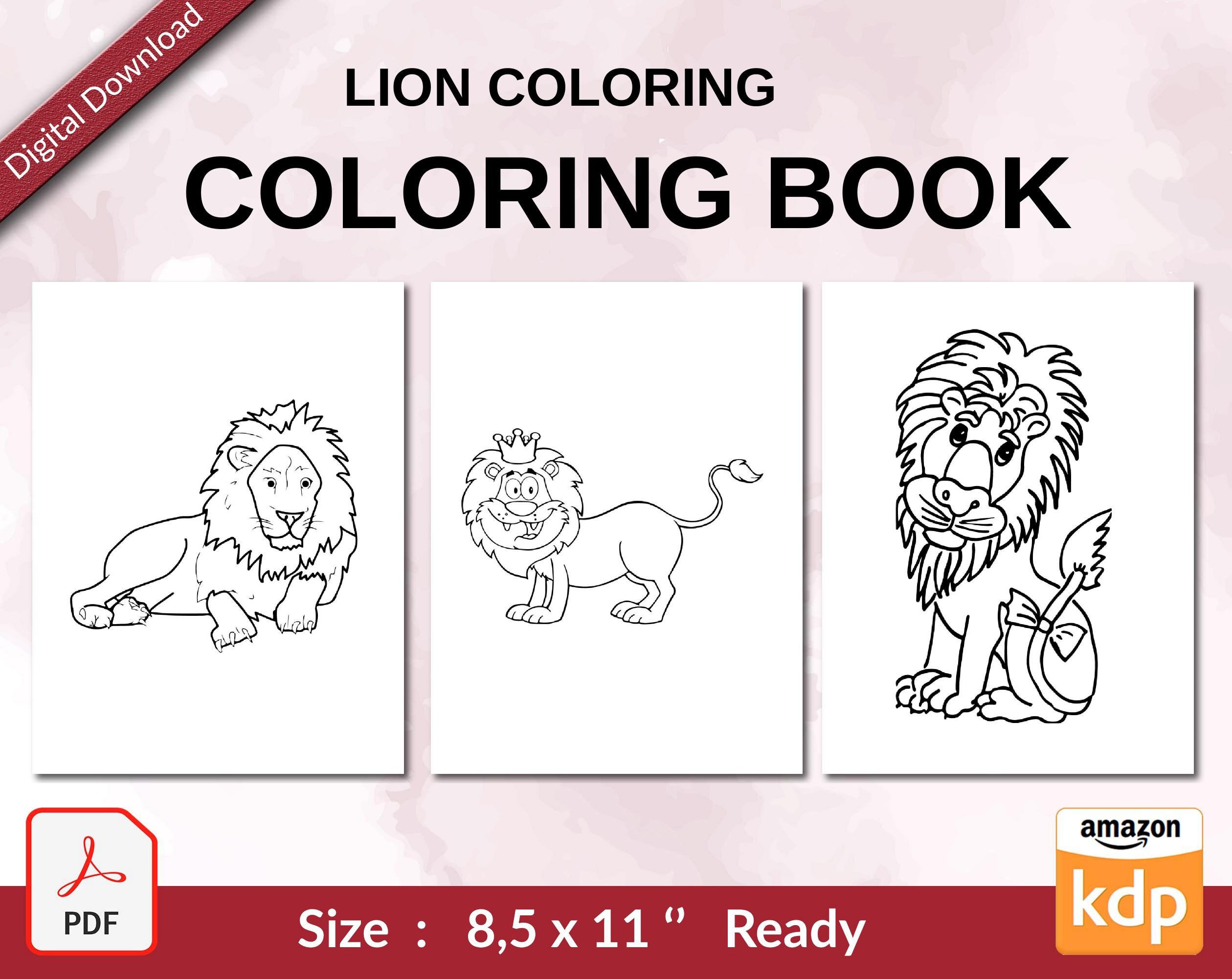 Cute lion coloring book for kids x printable pdf file