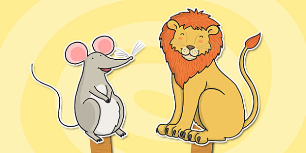 The lion and the mouse stick puppets teacher made