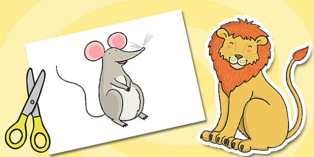 The lion and the mouse story cut outs teacher