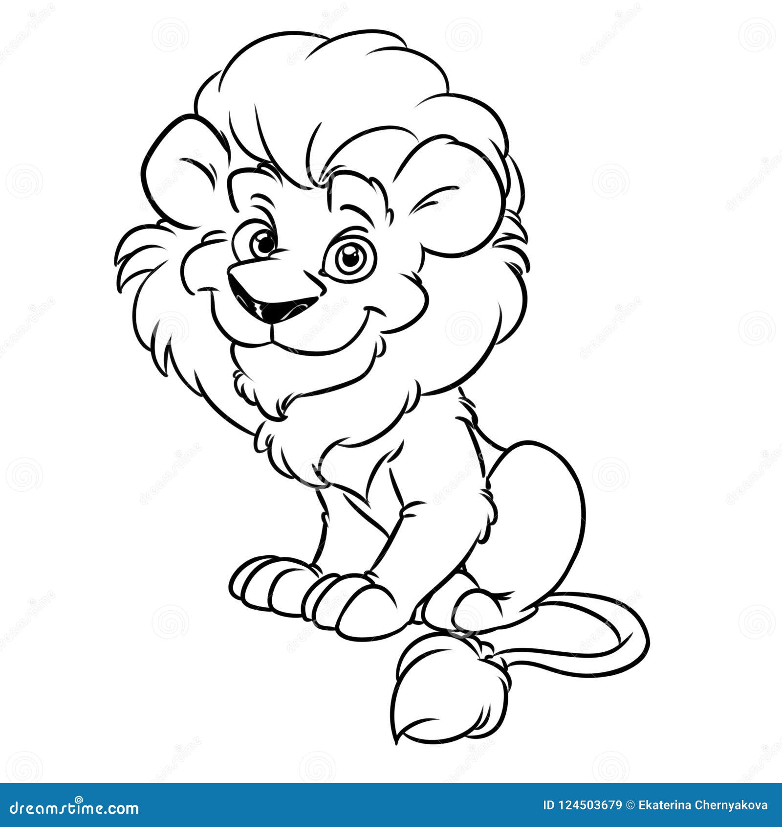 Lion good animal contour coloring page cartoon stock illustration