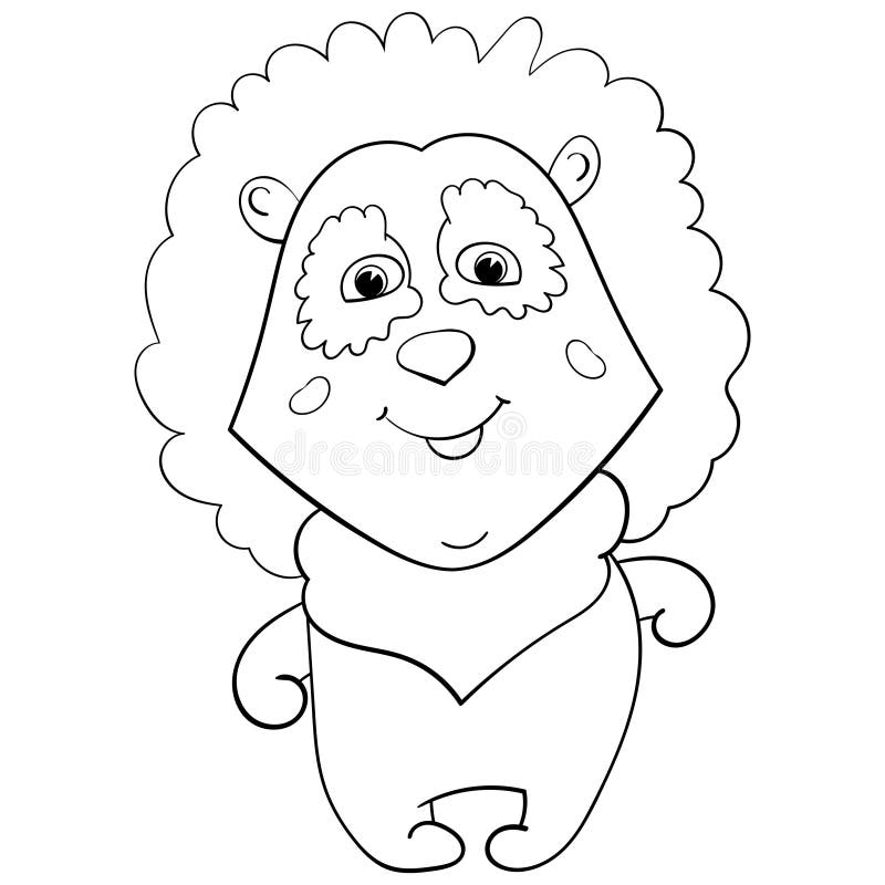 Baby animal lion cartoon vector illustration for children coloring page coloring book contour stock vector