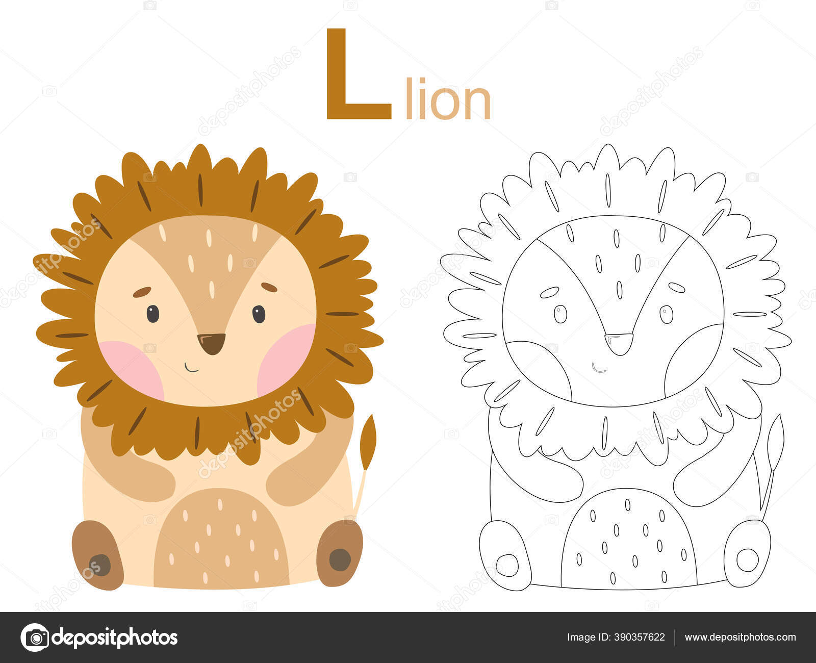 Alphabet coloring book contour drawings coloring letter lion coloring book stock illustration by lightbird