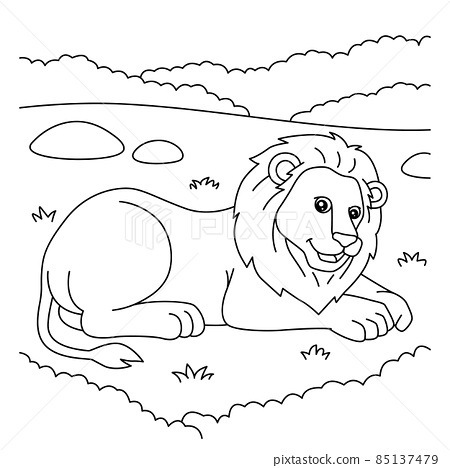Lion coloring page for kids