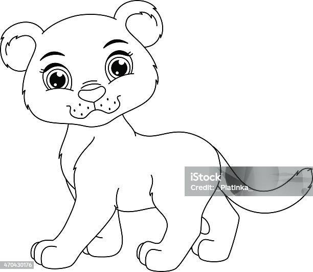 Colorless cartoon lion coloring pages template page for coloring book of funny wild cat or lionet for kids practice worksheet or antistress page for child cute outline education gamevector eps stock illustration