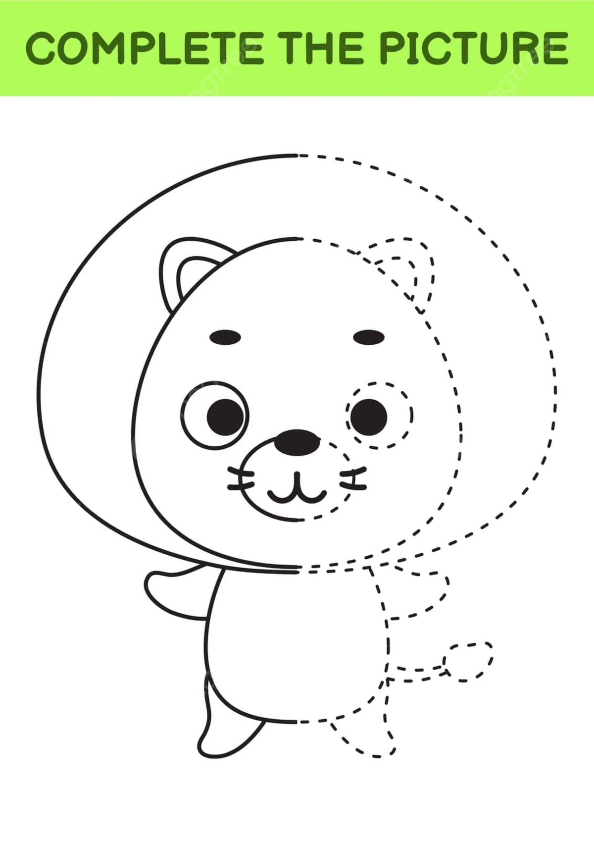 Cute lion printable activity page for education and training vector vector drawing contour png and vector with transparent background for free download
