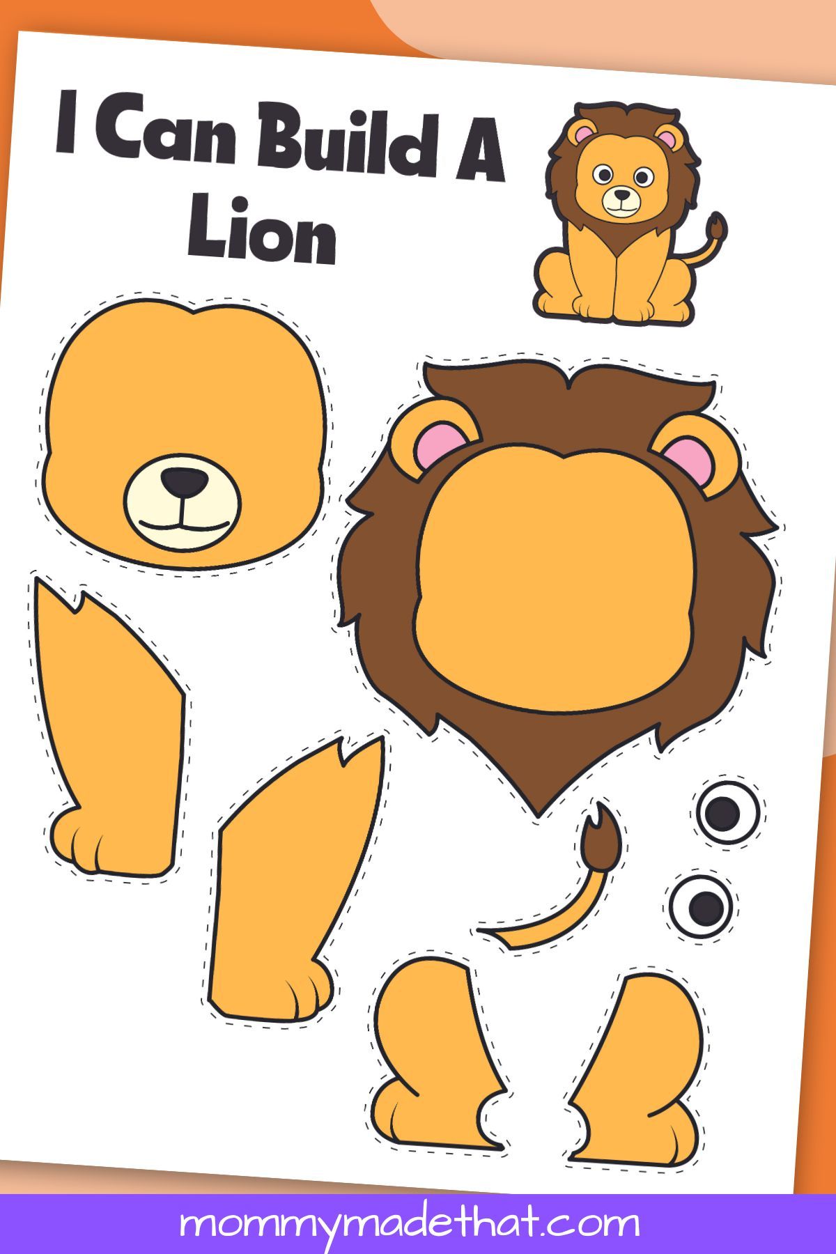 Free printable lion craft template lion craft lion coloring pages lion drawing simple