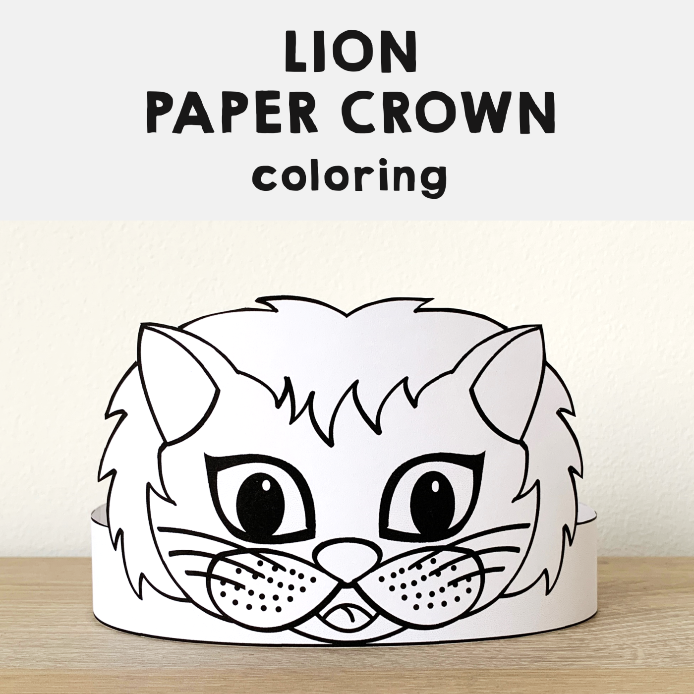 Lion paper crown printable africa animal coloring craft made by teachers