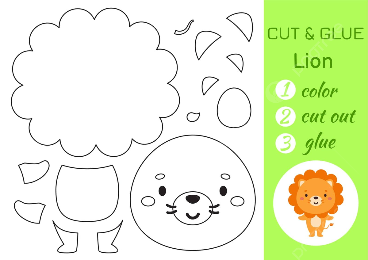 Educational lion craft for preschoolers color cutting activity vector color cutting activity png and vector with transparent background for free download