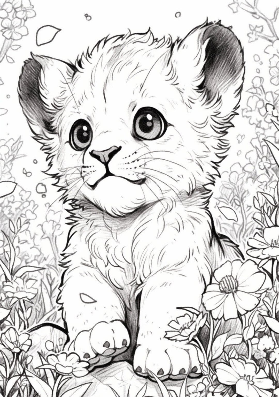 Coloring page for child baby lion