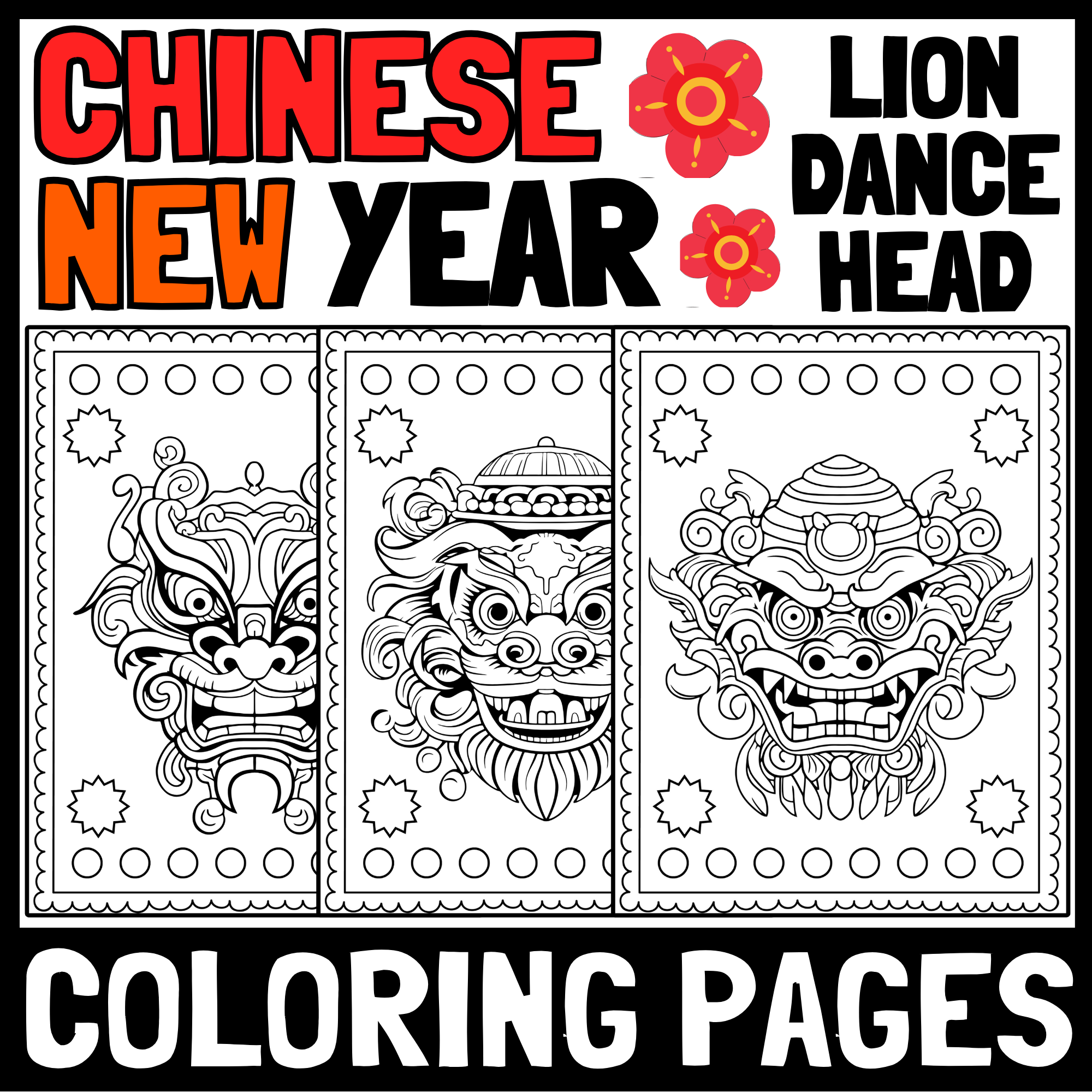 Chinese new year coloring pages lion dance head coloring pages made by teachers