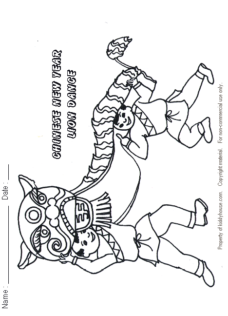 Chinese new year lion dance coloring