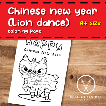 Chinese new year lion dance coloring page by crafter feather tpt