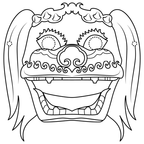 Chinese lion dance mask coloring page free printable coloring pages