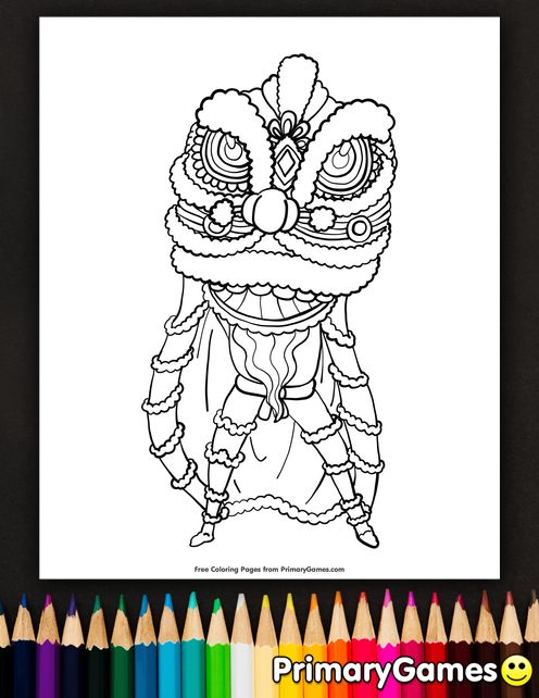 Dancing lion coloring page â free printable ebook lion coloring pages coloring pages new year coloring pages