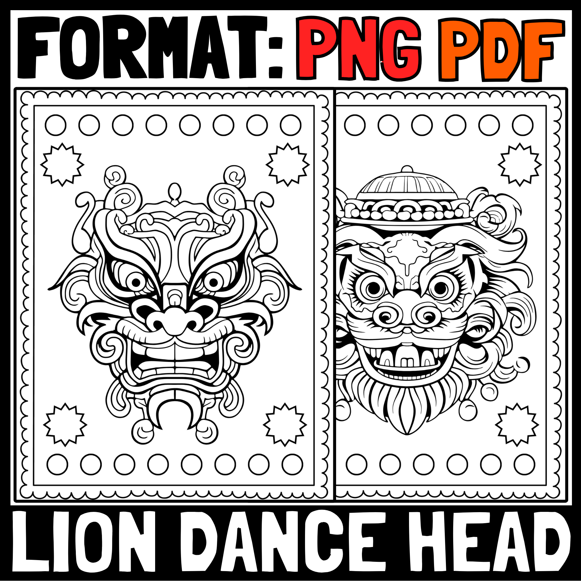 Chinese new year coloring pages lion dance head coloring pages made by teachers