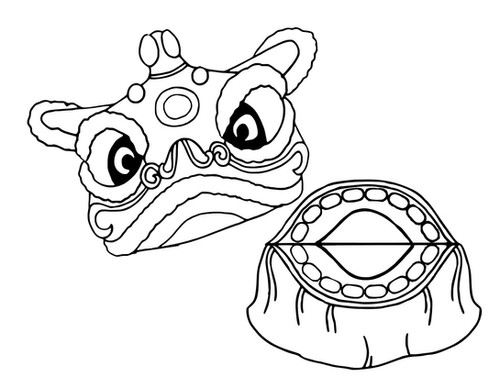 Chinese new years fu dog paper puppet coloring page home