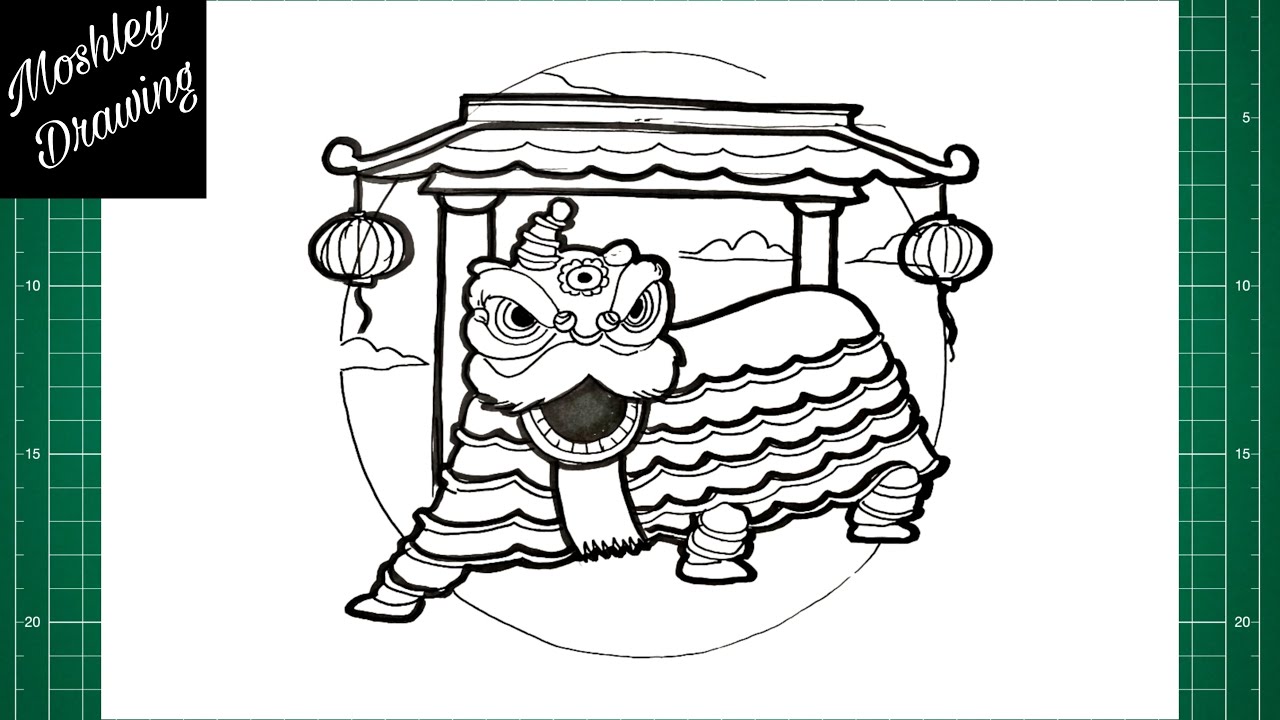 How to draw chinese lion dance