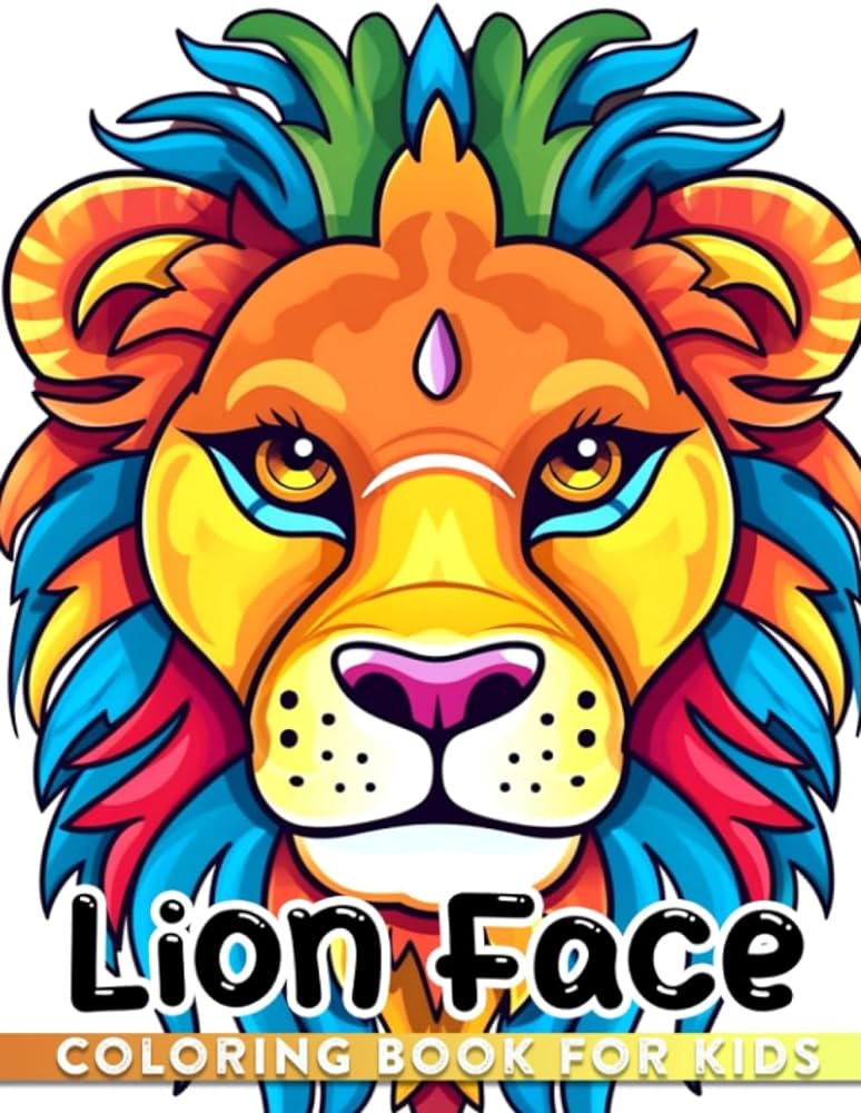 Lion face coloring book for kids animal coloring pages for kids to enjoy and use as drawing gifts featuring a variety of creatures perfect for fun times solomon callum
