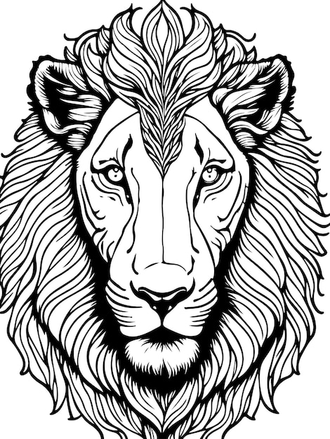Premium vector lion mandala coloring page for adults