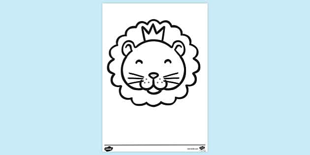 Cute lion face louring sheet louring pages for kids