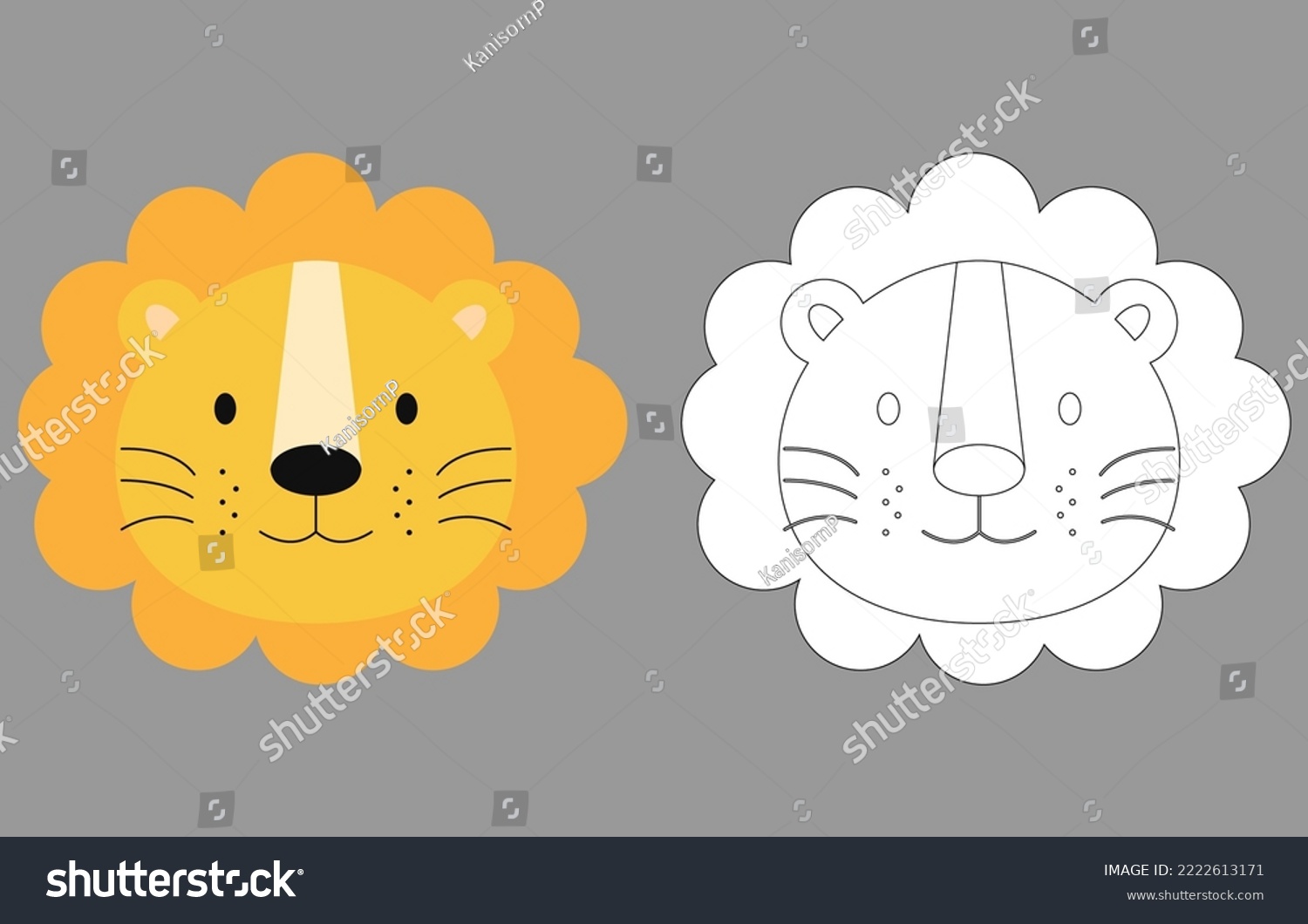 Thousand cute lion outline royalty