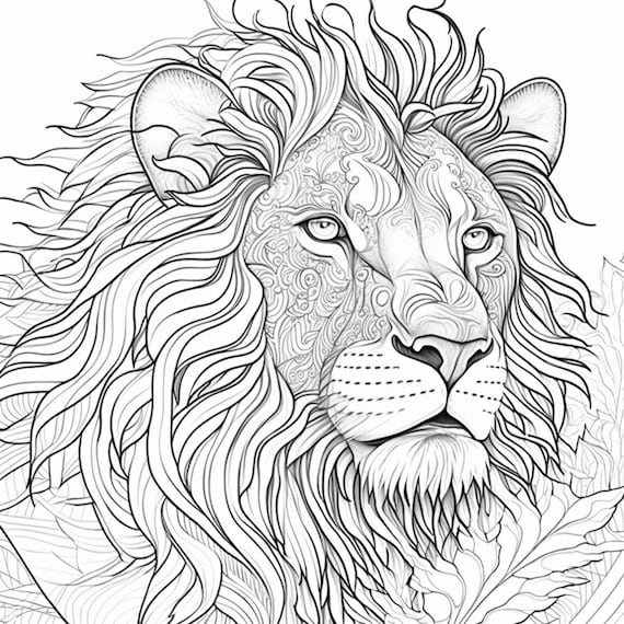 Intricate lion face coloring pages adult coloring page