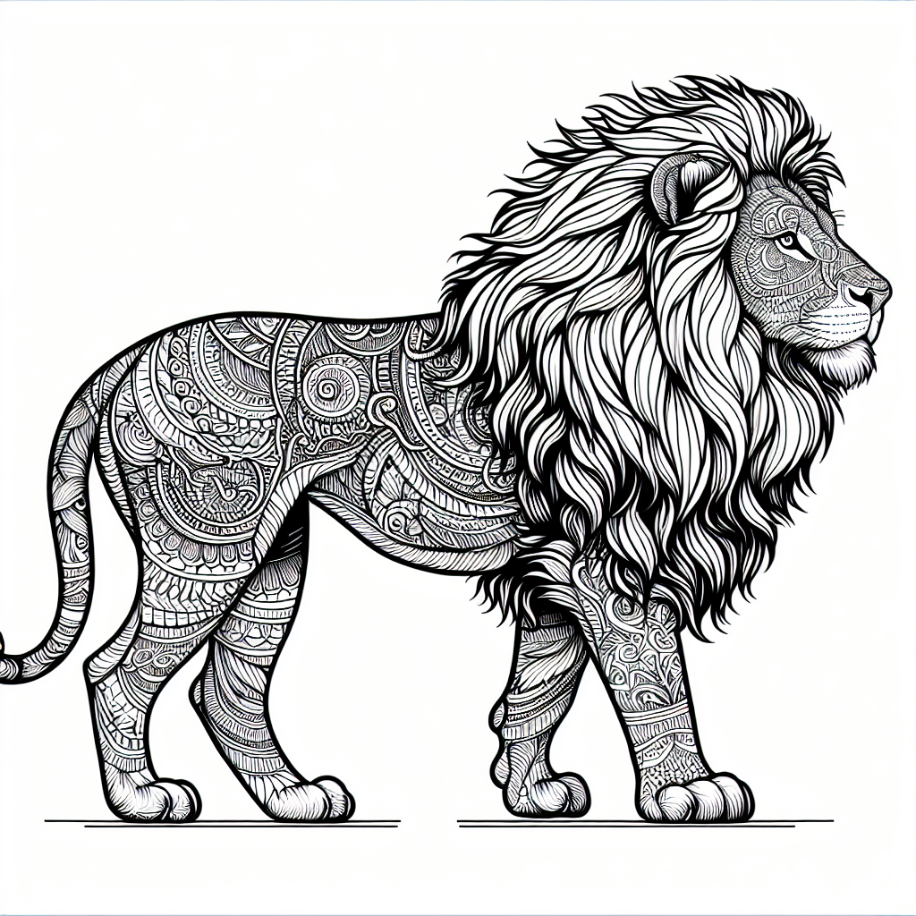 Lion coloring pages for adults