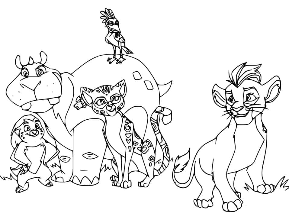 Characters in the lion guard coloring page