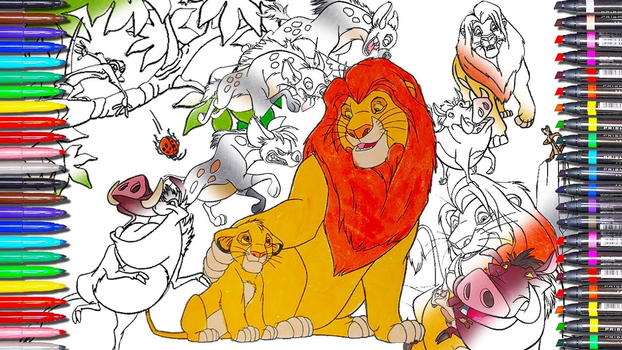 The lion king coloring pages how to color the simba pumbaa timon disney movie lionking for kids