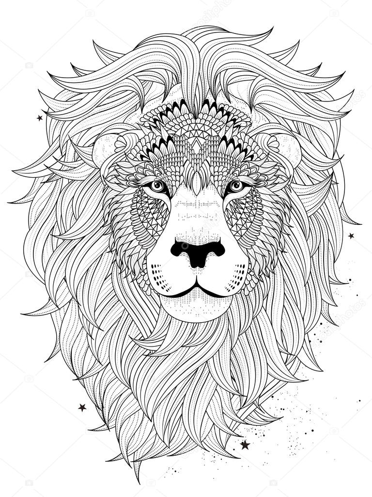 Lion head coloring page stock vector by kchungtw