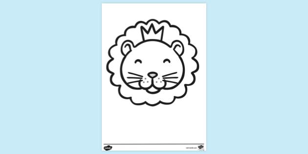Cute lion face louring sheet louring pages for kids