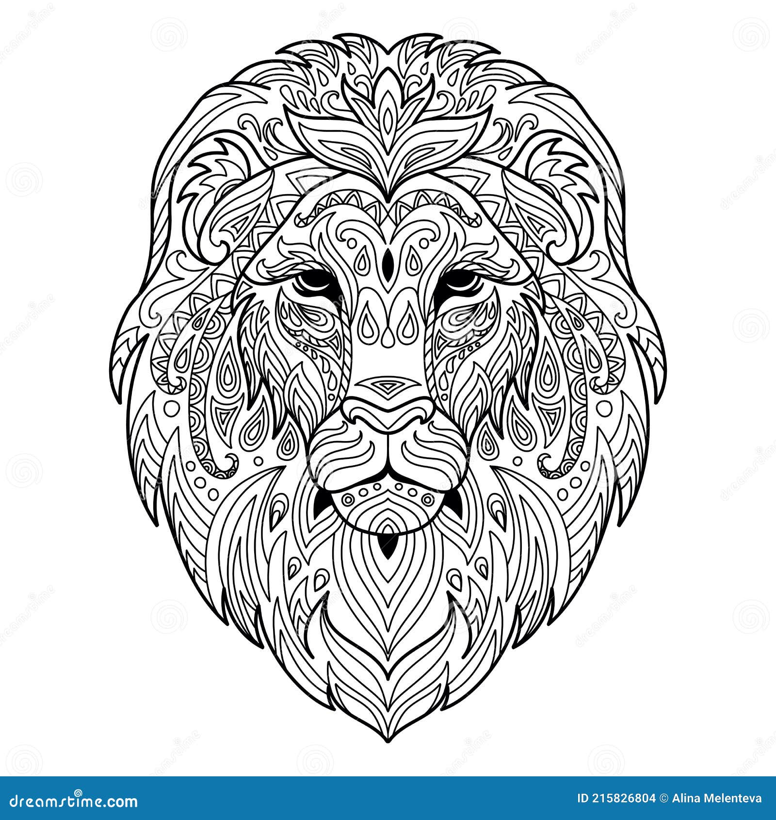 Tangle lion coloring book page for adult stock vector