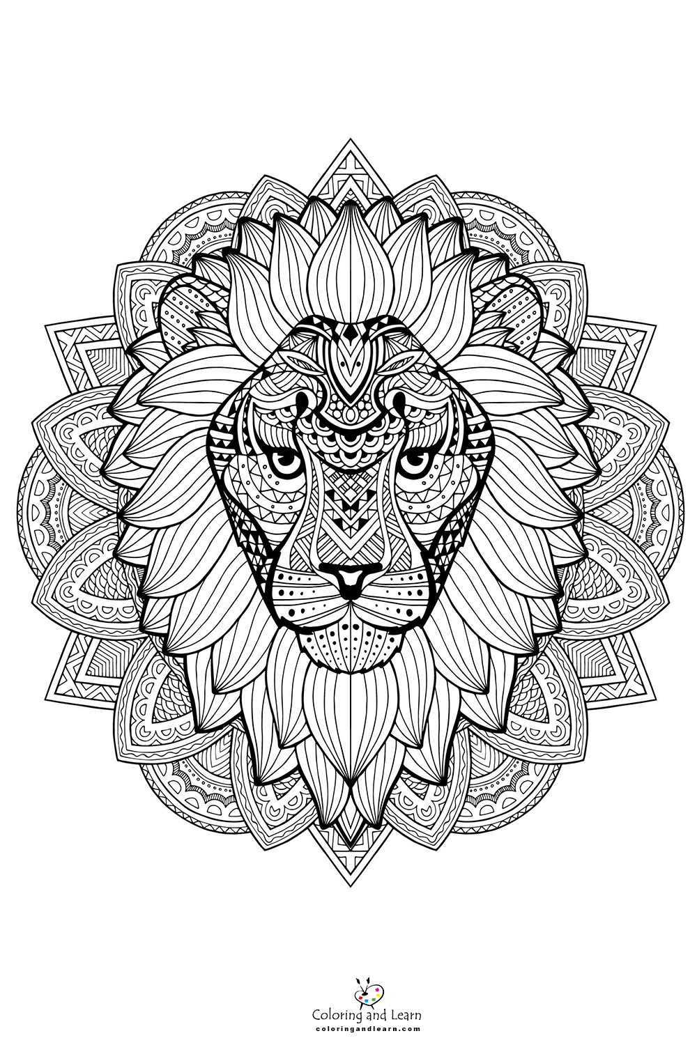 Lion face coloring page